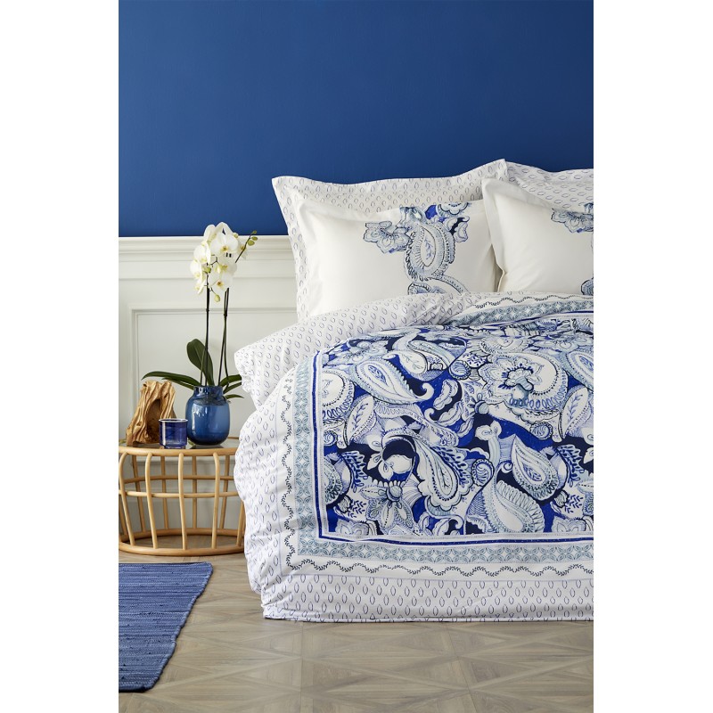 Постельное белье Karaca Home ранфорс - Disna pano mavi 2019-2 голубой евро