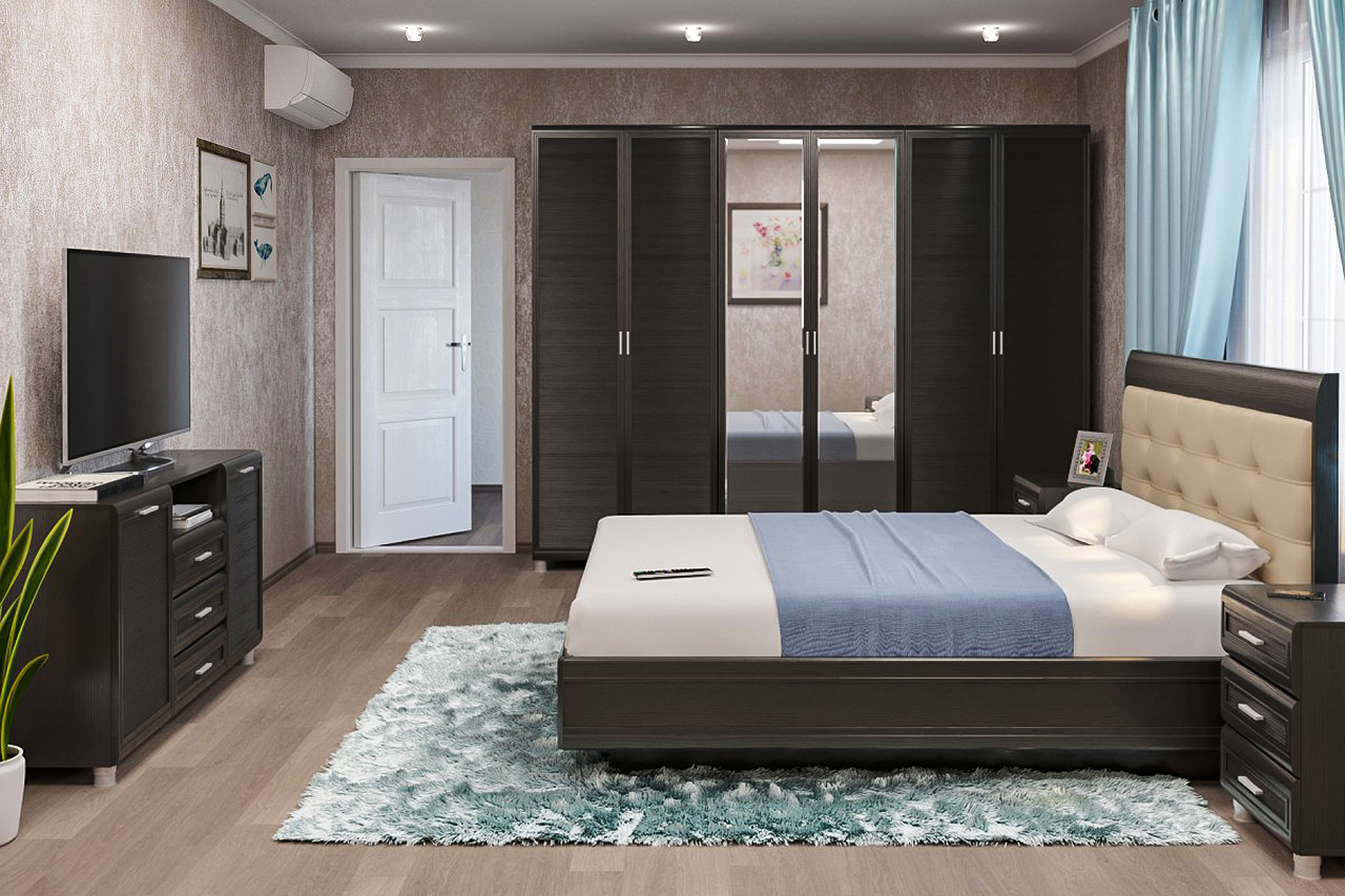 Спальня комплект Лером Мелисса из МДФ 160*200 см Дуб Венге (ler-1395)