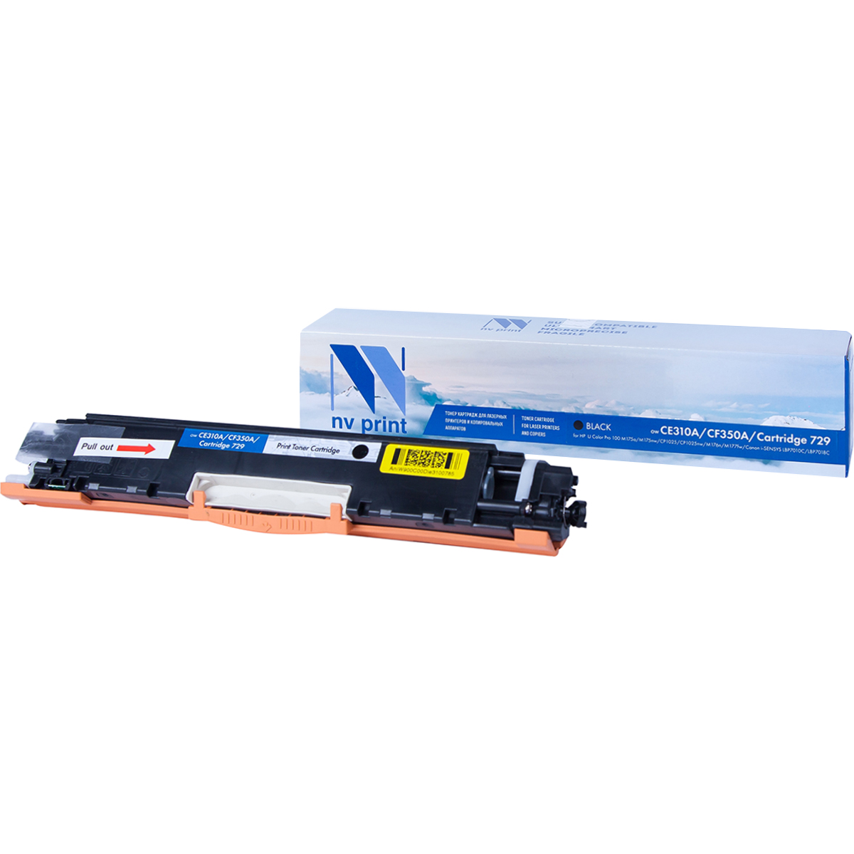 Картридж NV Print NV-CE310A/CF350A/NV-729 Black для Hewlett-Packard LaserJet Color Pro 100 M175a/M175nw/CP1025/CP1025nw/M176n/M177fw/Canon i-SENSYS LB