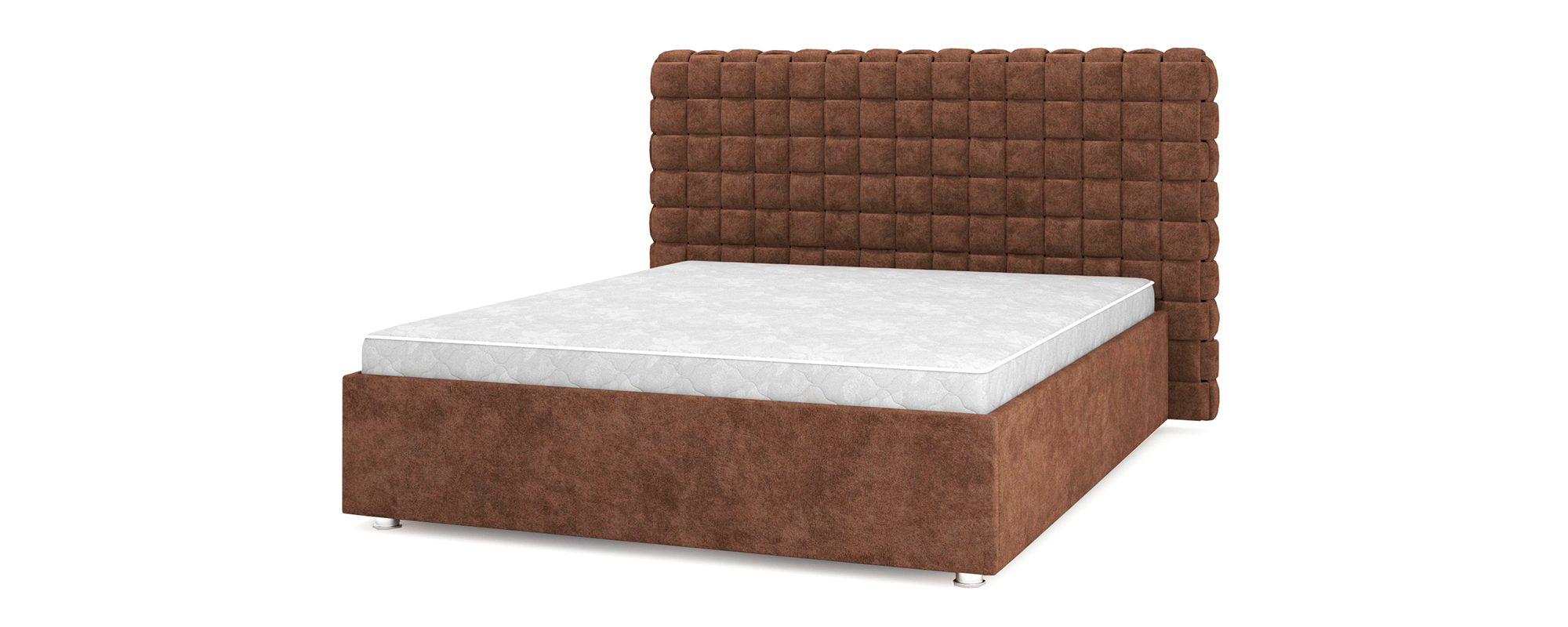 Кровать двуспальная Sofyno Квадро люкс с матрасом 180х200 коричневый