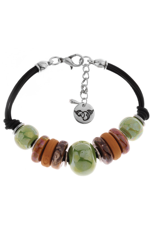 Браслет BY DZIUBEKA BC1710 G/BRКОРИЧНЕВЫЙ, САЛАТОВЫЙ