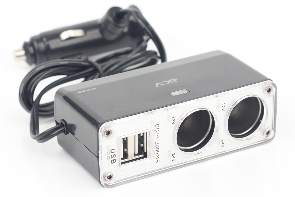 Разветвитель прикуривателя ACV 2 гнезда+2USB/светодиод/2A (ACV RM37-2015)