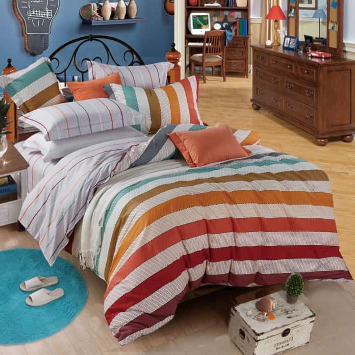 Постельное белье Vpostelke Параллель 1-Спальный 150х220 см сатин красный