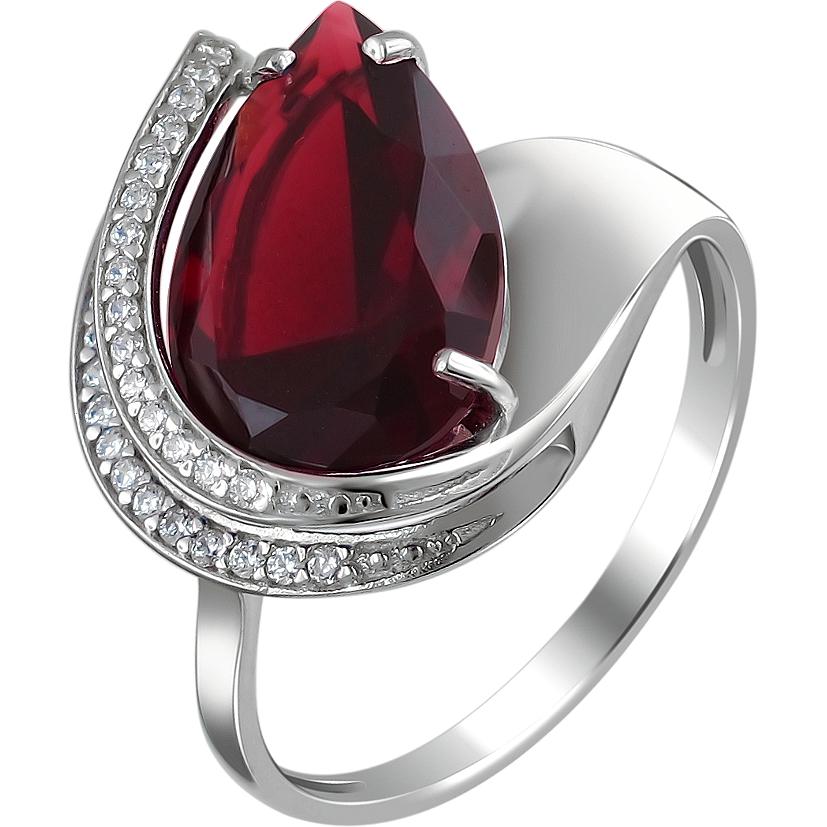 Кольцо с гранатом и фианитами из серебра (арт. 96351-826767)