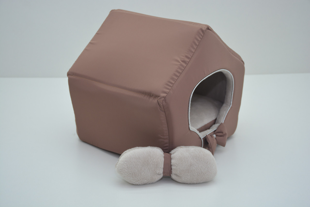 Домик для кошек собак VIP плюш коричневый №1 300х330х330 Собственное производство (М531)