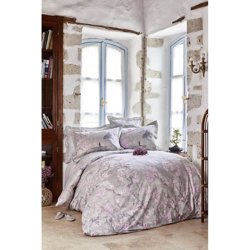 Постельное белье Karaca Home ранфорс - Akina gri 2019-2 серый евро