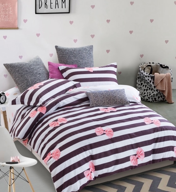 Постельное белье Vpostelke Бантики 2-Спальный 150х220 см сатин бордовый