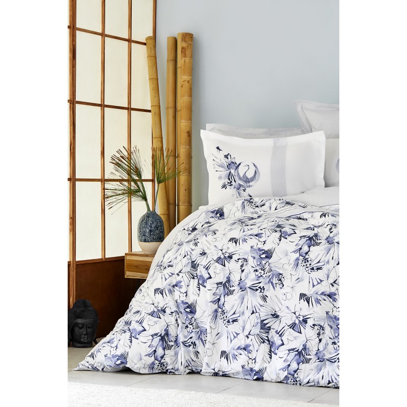 Постельное белье Karaca Home - Teru mavi 2019-2 голубой пике 220*230 евро