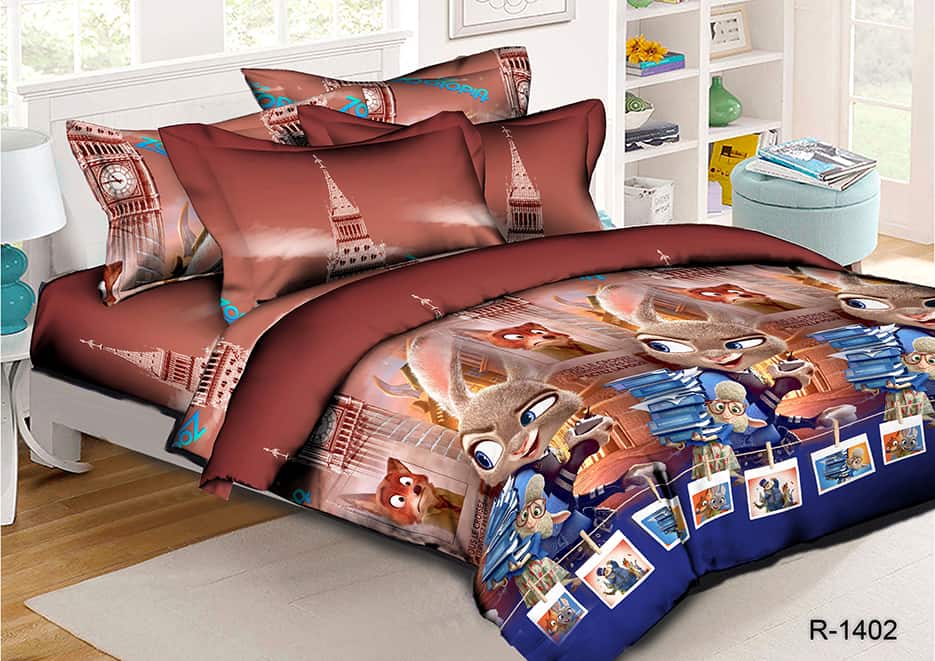 Постельное белье Vpostelke ранфорс Зверополис кролики Семейный 220х250 см коричневое