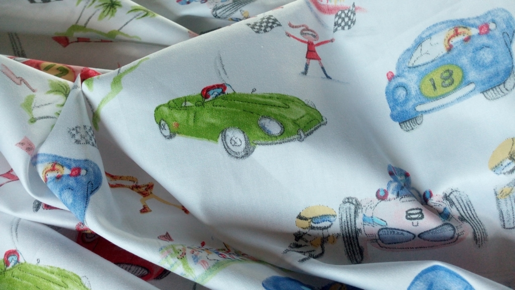 Постельное белье Vpostelke сатин Автогонки машины 1-Спальный 150х220 см голубое