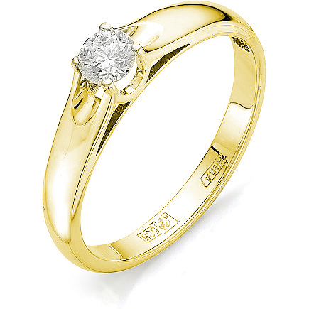 Кольцо с 1 бриллиантом из жёлтого золота (арт. 76275-2164954)