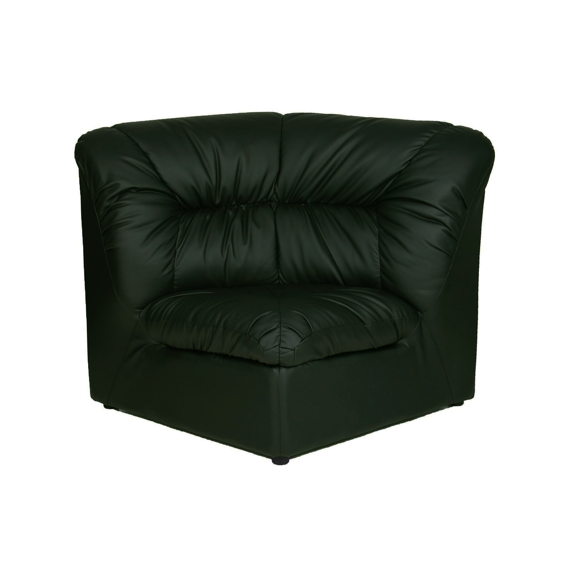 Диван угловой модуль в гостиную, в офис Визит кожзаменитель Неаполь N-35 темно-зеленый AMF