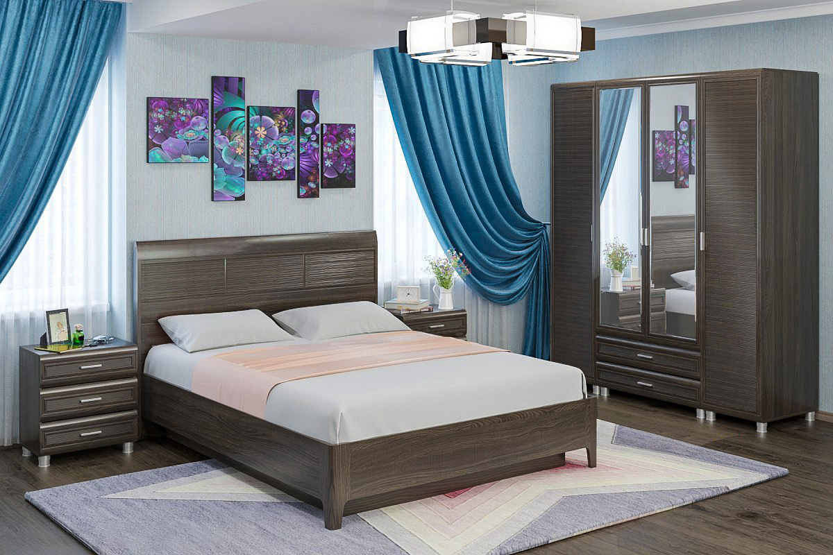 Спальня комплект Лером Мелисса из МДФ 180*200 см Дуб Пасадена (ler-1381)