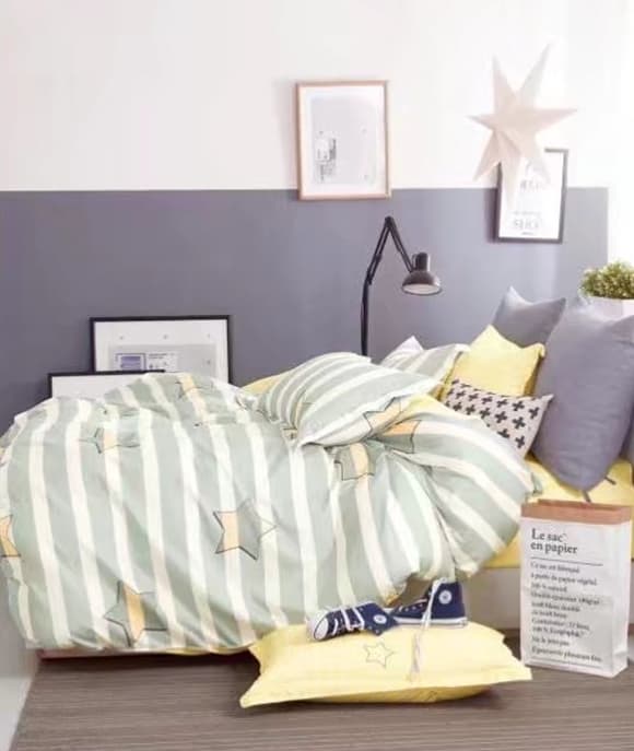 Постельное белье Vpostelke Звездный бум вид 2 1-Спальный 150х220 см сатин серый