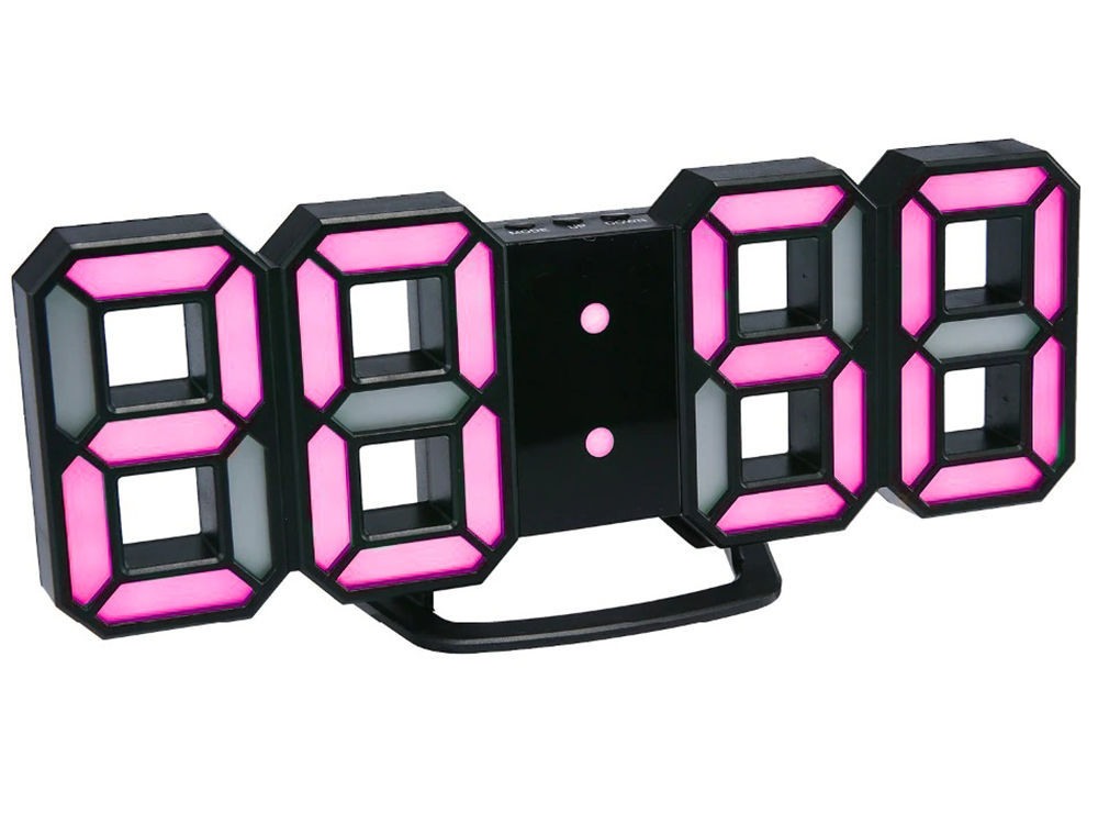 3Dчасы Digoo С будильником Светодиодные Черный корпус Розовый (1004-584-06)