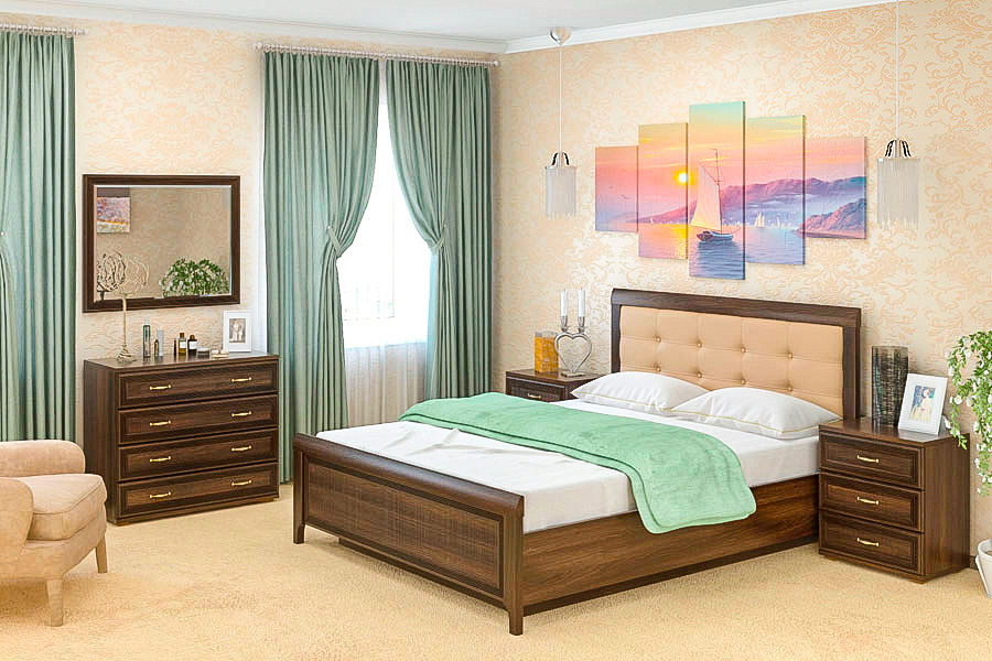 Спальня комплект Лером Карина из МДФ 160*200 см Акация Молдау (ler-1044)