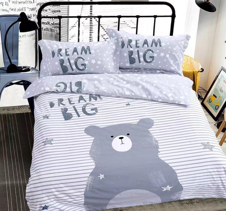 Постельное белье Vpostelke сатин Большой медведь 1-Спальный 150х220 см серый