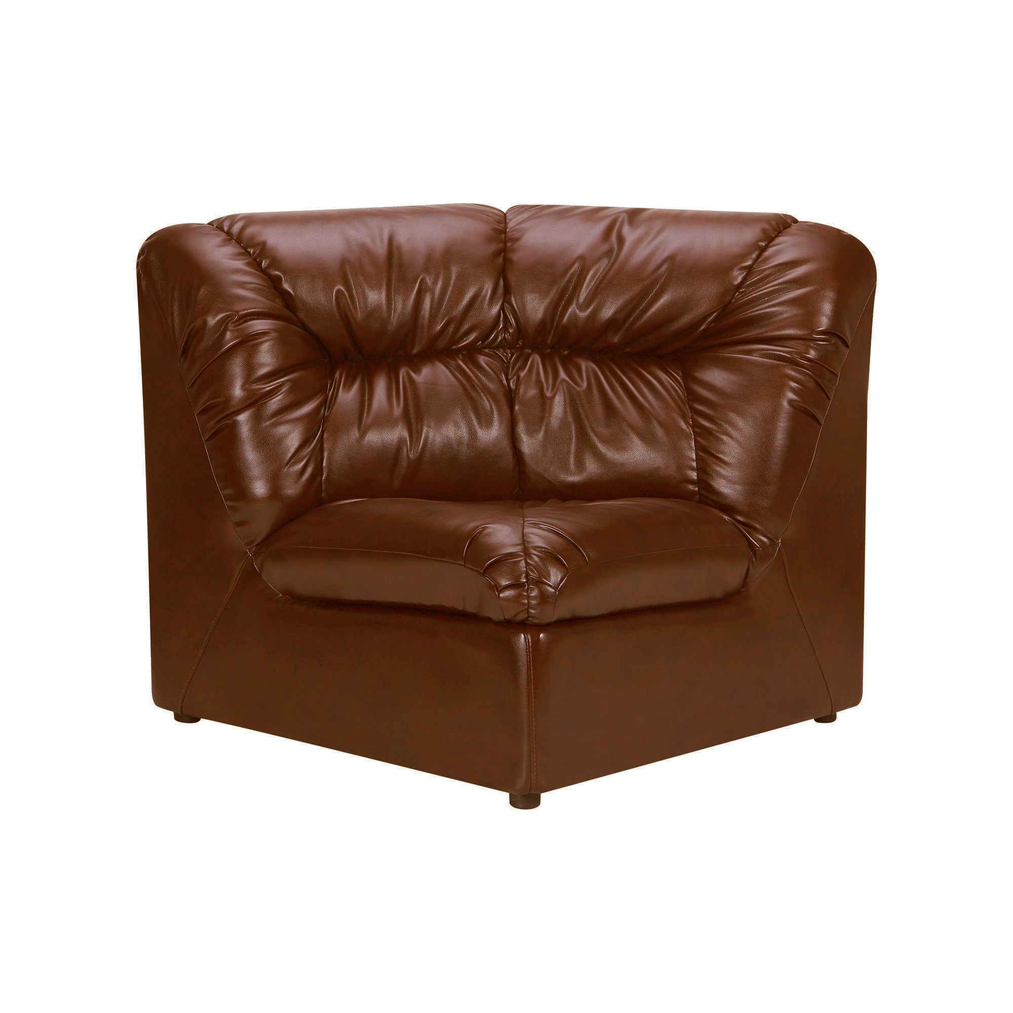 Диван угловой модуль в гостиную, в офис Визит кожзаменитель Мадрас табак коричневый AMF